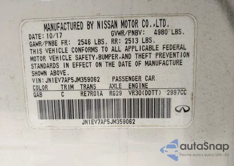 2018 Infiniti Q50 3.0T Luxe from USA, damaged, VIN JN1EV7AP5JM359062